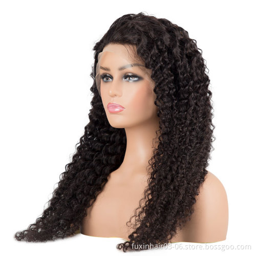 Peruvian Deep Curly Human Hair Full Lace Wig Preplucked Raw Bresilienne Dark Brown Lace Front Wig Dropshipping